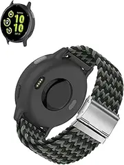 Compatible for Garmin Vivoactive 6 Health and Fitness GPS Smartwatch.WUNIKA Nylon Loop and Quick Release Elastic Band,Replacement Breathable Adjustable Sports Wristband,Black green