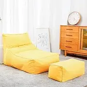 UYSOFRCV Premium Cotton Canvas Chair Bean Bag Covers (No Filler) Recliner Gaming Storage Bag for Indoor Lazy Lounger for Adults and Kids with No Filling,Corn Yellow