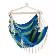 BLUE LAGOON STRIPE HAMMOCK CHAIR WITH FRINGE TRIM
