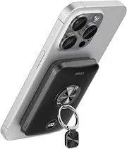 iWALK Magnetic Power Bank 10000mAh, Ultra-Compact 15W Wireless Portable Charger with Ergonomic Grip & Ring Holder, PD 20W Fast Charging Battery Pack ONLY Compatible with iPhone 15/14/13/12 Series