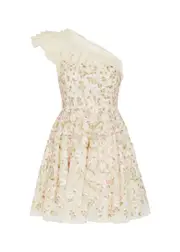 Needle & Thread Posy Pirouette Floral-embroidered Tulle Mini Dress - Cream - 10 (UK10 / S) 10 (UK10 / S)