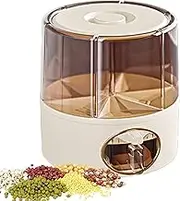 Rotating Rice Dispenser - Grain Storage Container Dispenser | Kitchen Grain Storage Bucket | One-Click Output Grains Holder Box | Rotatable Sealed Food Storage Bucket for Pantry Organization