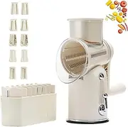 Ultimate Kitchen Ally 5 in 1 Food Chopper Grater, 5 in 1 Hand Crank Food Chopper, Preservia Gourmet Cheese Food Graters,Mandoline Hand Held Stand Mixer for Kitchen with Blade Storage Box(Beige)