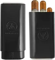 [Mantello Cigars] Mantello Black Leather Cigar Case with Interior Cedar Lining