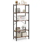 Giantex 5-Tier Bookshelf Bookcase w/Metal Frame & Storage Rack Brown