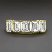 2 CARAT EMERALD CUT DIAMOND WEDDING BAND BEZEL RING NATURAL YELLOW GOLD BAGUETTE