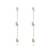 Culturesse Lana 65mm Sterling Silver Freshwater Pearl String Earrings White