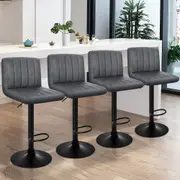 4x ALFORDSON Bar Stools Linear Pattern Grey