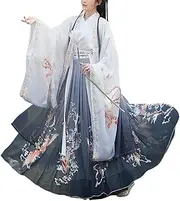 [Generic] Women's Chinese Hanfu Long Cloak Phoenix Print Wide Sleeve Open Front Cardigan Flowy Hanfu Robe Wei Jin Dynasty Costume