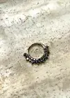 2 Row Black Diamonds Hinged Nose Septum Rook Ear Daith Helix Clicker 14k Gold