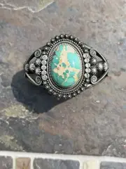 Navajo Mike Caladitto Royston Turquoise Cuff Sterling Silver