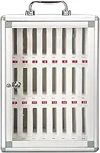 Easy-to-Carry Aluminum Alloy Phone Locker,12/24/36/48/60 Slots Cell Phone Cabinet,with Key Lock,Suitable for All Types of Mobile Phones (Color : Silver, Size : 24)