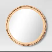 28" Dia Round Wooden Beaded Wall Mirror Natural - Threshold™