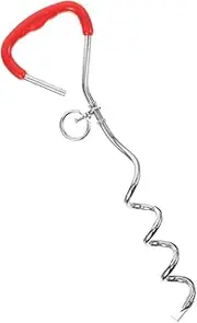 Toddmomy Dog Tie Stake Dog Leash Stake for Ground Metal Stakes for Yard Signs Dog Stake Dog Lead Cable Dog Yard Stake Tie Out Stake for Dogs Stake for Dog Cable Dog Camping Gear Red Chrome