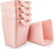 Vmiapxo 5 Pack Hanging Cup Holder, Rolling Cart Accessories Utility cart Accessories Hanging Bins Pencil Holder Hanging Storage Containers Cup Planter Hanging Buckets for Craft Supplies (Pink)