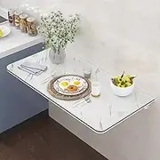 Wood Folding Wall Table, Wall Mount Folding Table 24 x 16 Inch, Floating Wall Desk for Small Spaces, Hanging Fold Down Table for Laundry Room Home Office Kitchen Bedroom(80x30cm/32x12in)