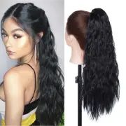US Real Long Wavy Curly Straight Thick Ponytail Clip In Hair Extensions as Human