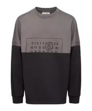 MM6 Maison Margiela Numbers Motif Printed Drop Shoulder Sweatshirt L Black