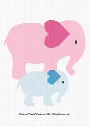 Crochet Patterns - ELEPHANTS - MOMMY and BABY Graph/Chart Afghan PATTERN