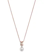 Bloomingdale's Fine Collection Morganite & Cultured Freshwater Pearl Pendant Necklace in 14K Rose Gold, 16-18