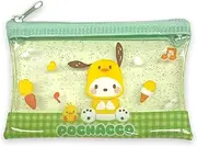 Friend Sanrio Pochacco Accessories Cosmetic Flat vinyl Mini pouch Zipper Case Bag 4.7 in (W) × 3.0 in (H), Green, Cosmetic Bags