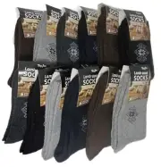 Men Winter Socks Lamb Wool Warm, Size 10-13 Geometrics Fair Isle Holiday 12-Pack