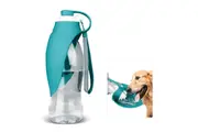 Dog Water Bottle With Silicone Bowl, Blue