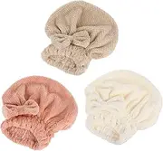MOTHNUR Super Absorbent Women's Hair Towel Wrap Coral Fleece Shower Cap Hair Drying Bow