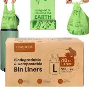 36L Large Compostable Bin Bags in Dispenser Box(40 Bags)|Biodegradable Bin Liner