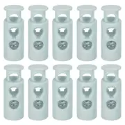 30Pcs 4mm Cord Lock Plastic Double Hole Spring Toggle Stoppers, Lake Blue