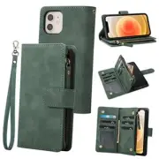 Wallet Case Compatible with iPhone 12/12 Pro (6.1 inch), Premium Black Green