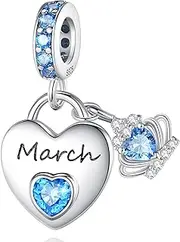 [MAVTZRE] Birthstone Charms for Charms Bracelet: 925 Sterling Silver Heart Dangle Charms for Bracelets and Necklaces, Birthday Mother's Day Christmas Jewelry Gifts For Women.