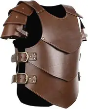 Medieval Leather Chest Armor, Viking Gothic Breastplate Chest Guard, Renaissance Cosplay Knight Battle Armour for Halloween, Themed Party,Brown