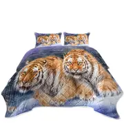 Cool Wildlife Animal Art Tigers in Snow Storm Coverlet