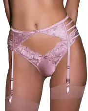 Fleur du Mal Rose Logo Embroidered Garter Belt