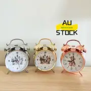 Twin Bell Analogue Bedside Alarm Clock Vintage Chicken Pecking PatternWind Up AU