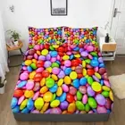 Rainbow Chocolate Beans Bed Decor Fitted Sheet Set Single/Double/Queen/King Size