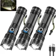 3Pack Rechargeable Flashlights High Lumens, 5Modes LED Flashlight Rechargeable,