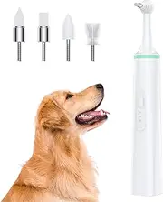 Dog Tartar Cleaner Electric Professional Teeth Polisher Pet Calculus Plaque Stains Teeth Cleaner with 4 Brush Head Puppy Dental Scaler Care Cleaning Tools Kit for Dogs Cats