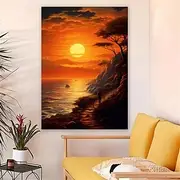 Landscape Wall Art Canvas Sunset Prints and Posters Pictures Decorative Fabric Painting For Living Room Pictures No Frame