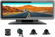 12 Inch Video Recorder 4 Channel Lens 4G Car DVR Camera Android 8.1 GPS Navigation WiFi Rear View Mirror Dash Cam Auto Registrar(T66,64GB)