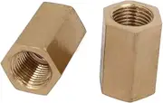 uxcell 1/8BSP Female Thread Straight Hex Fitting Rod Coupling Nut Brass Tone 2pcs