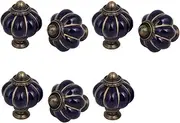 Ceramic Knob,Cabinet,Furniture Pull Handles,Door Pull,Drawer Pull Handle,Home Office Furniture Ceramic Pumpkin Shape Pull Handle Knob Navy Blue 7pcs