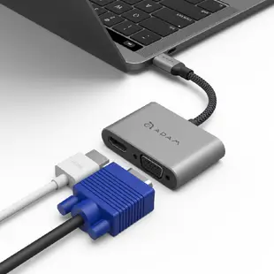 ADAM 亞果元素 CASA Hub VH1 USB 3.1 Type-C 轉 VGA / HDMI 二合一