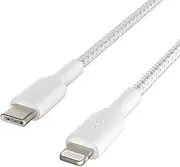 [Belkin] Braided USB-C to Lightning Cable (iPhone Fast Charging Cable for iPhone 8 or Later) Boost Charge MFi-Certified iPhone USB-C Cable, White 2M