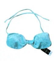 Dolce Vita light blue crushed velvet tie front bikini top Small NWT