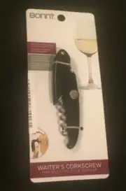 NEW BONNYS Waiters Corkscrew - Foil Cutter, Bottle Opener, Corkscrew NEW NWT A03