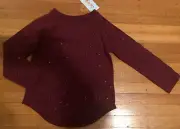 Girls Burgundy Sparkle Long Sleeve Tee/ Top/Shirt Size:4T Cat & Jack NEW/NWT