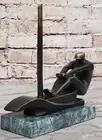 Art Deco Bronze Sculpture of a Man Rowing a Boat by Mario Nick Figurine Figure