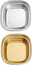 BIUDECO 2Pcs Stainless Steel Seasoning Dishes Dip Plates with Non Slip Base for Sauces and Side Dishes and Heat Resistant for Home and Restaurant Use